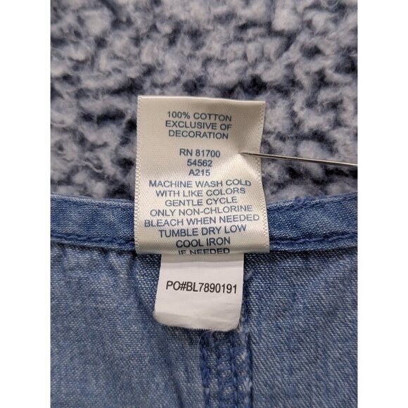 VTG Blair Denim Midi Dress Size M Floral Embroidered 90s Y2K Cottage Boho Blue - Picture 12 of 12